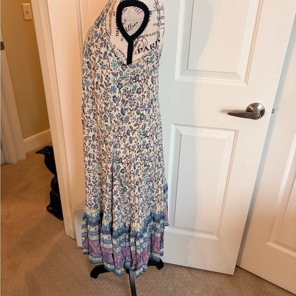 Spell Floral Midi Dress in Cream, Blue, Teal and Purple Small EC - Picture 6 of 10